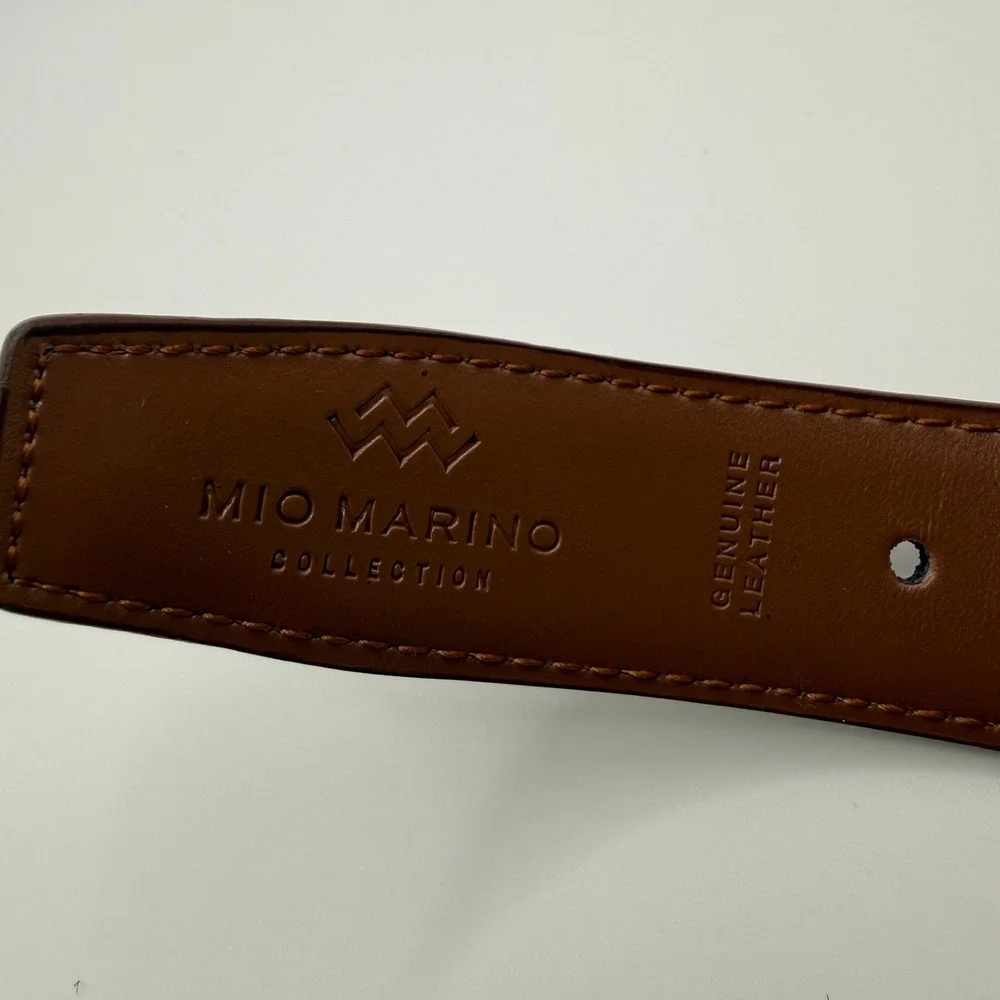 Mio Marino Belt Mens 56 Brown Genuine Leather Dress Buckle Formal Classic Dressy